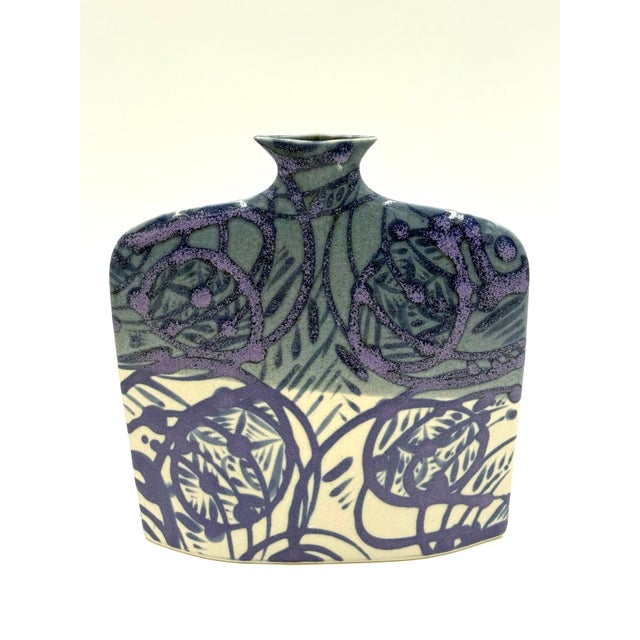 Vintage Hand Painted Studio Pottery Vase Monogramed