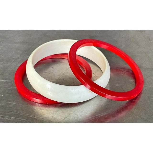 Vintage Red & White Bangle Set For Sale - Image 12 of 12