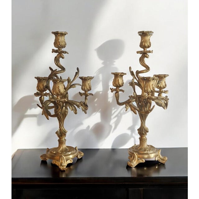 Antique Louis XV Candleholders in Gilt Bronze, Set of 2 For Sale - Image 18 of 18