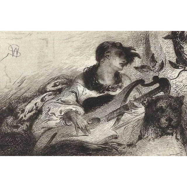 Walter Shirlaw (Scotland, 1838-1909) "Italia" etching on paper, published in 1883 by the New York Etching Club. Sheet: 9 x...