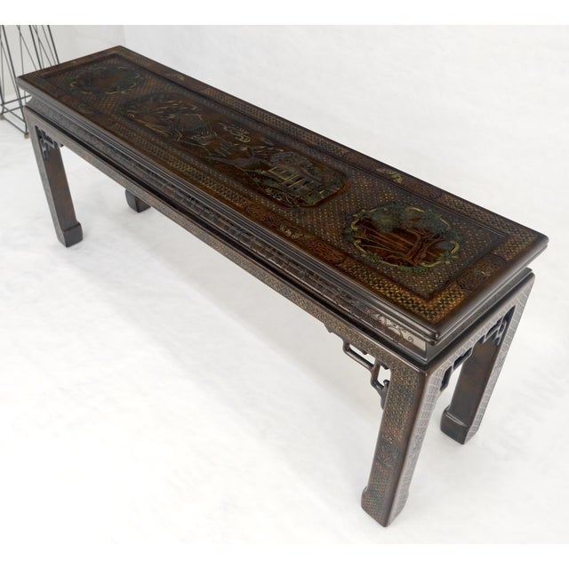 Very Fine John Widdicomb Lacquer Painted Decorated Console Sofa Table MINT For Sale - Image 15 of 16