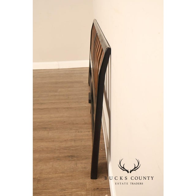 Mid Century Modern King Size Headboard with Ebony Frame and Walnut Bentwood Slats For Sale - Image 16 of 18
