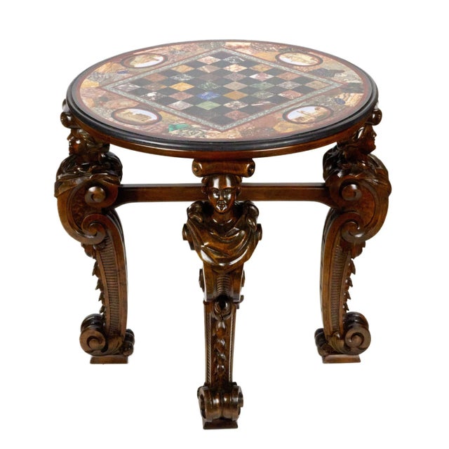 Chess Table with Roman Mosaics on Carved Legs For Sale - Image 11 of 11