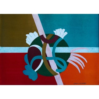 Orange Abstract - Original Lithograph by G. Raimondi - 1970s 1970s For Sale