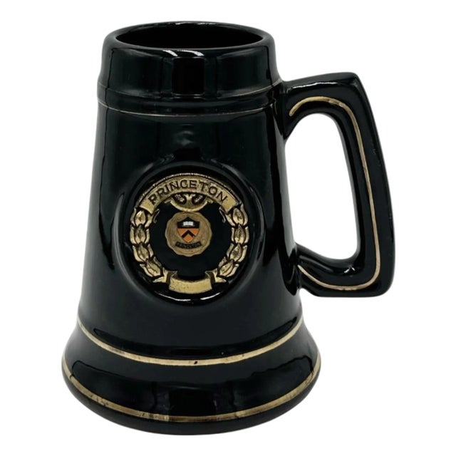 Vintage Princeton University Black Ceramic Mug Stein For Sale