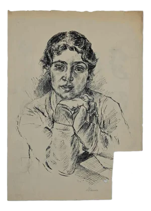 Mino Maccari, Portrait, Original Drawing, Mid-20th Century
