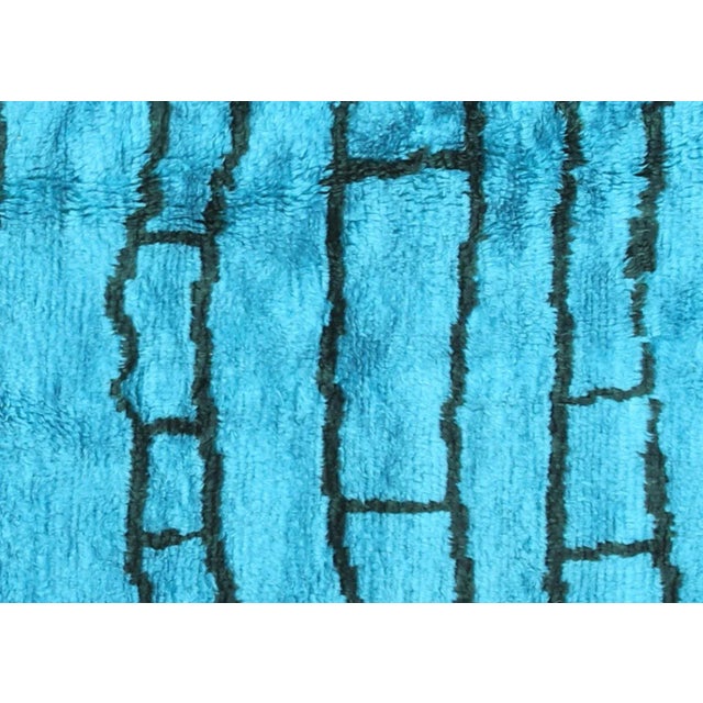 Contemporary Turkish Shag Rug. Hand woven in the Oushak region of Western Turkey, with a mix of angora and New Zealand...