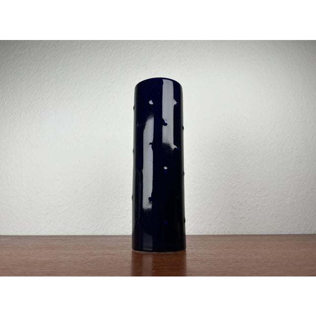 Mid-Century Modern Mid-Century Modern German Cobalt Blue Ceramic Bangkok Series Vase from Melitta, 1960s For Sale - Image 3 of 13