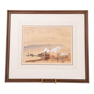 Mid 20th Century Abstract Steam Train Original Watercolor For Sale