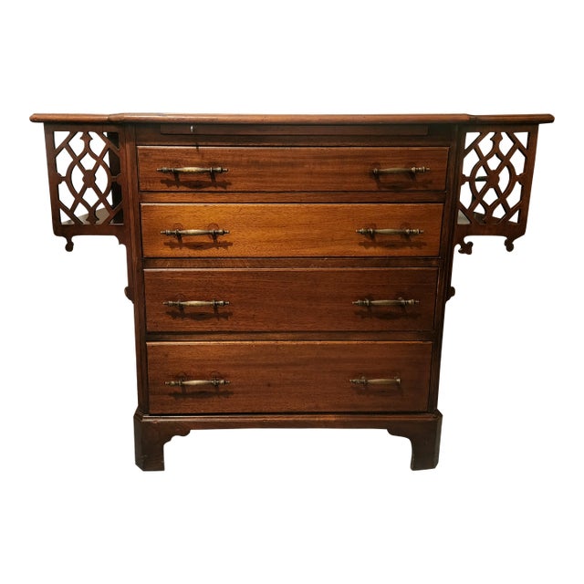 1930s Charak Furniture Co. Mahogany Four Drawer Chest With Pull-Out Shelf For Sale
