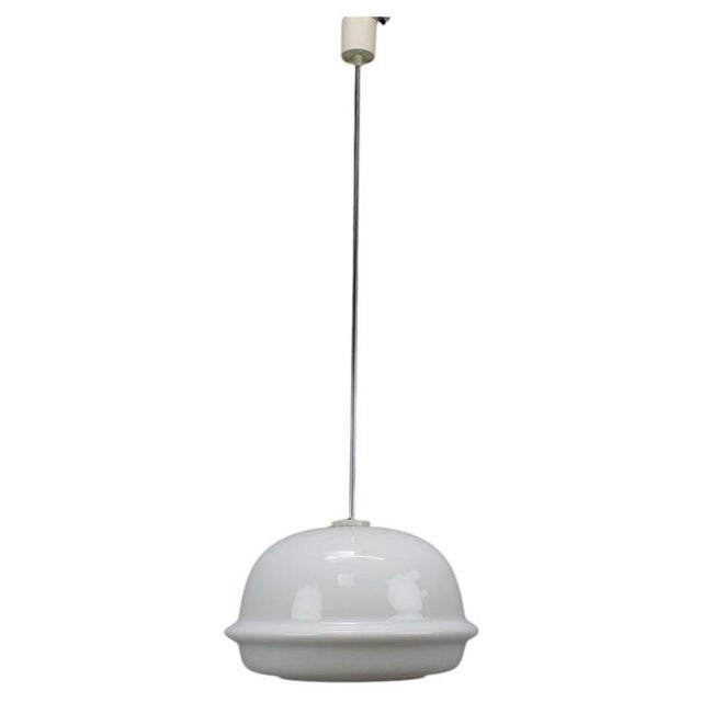 Czechoslovakian Space Age Pendant Lamp in Opaline Milk Glass, 1970s For Sale - Image 10 of 10