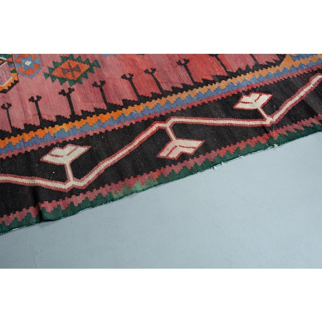 1920s 1920s Antique Tribal Geometric Rug Finely Woven Kilim Rug - 6’1” X 9’7” For Sale - Image 5 of 14