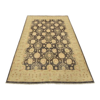 Ziegler Rug 6’4” X 9′ Dark Gray Wool Traditional Hand-Knotted Oriental Carpet For Sale