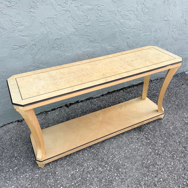Brown Vintage Art Deco Burlwood Console Table For Sale - Image 8 of 12