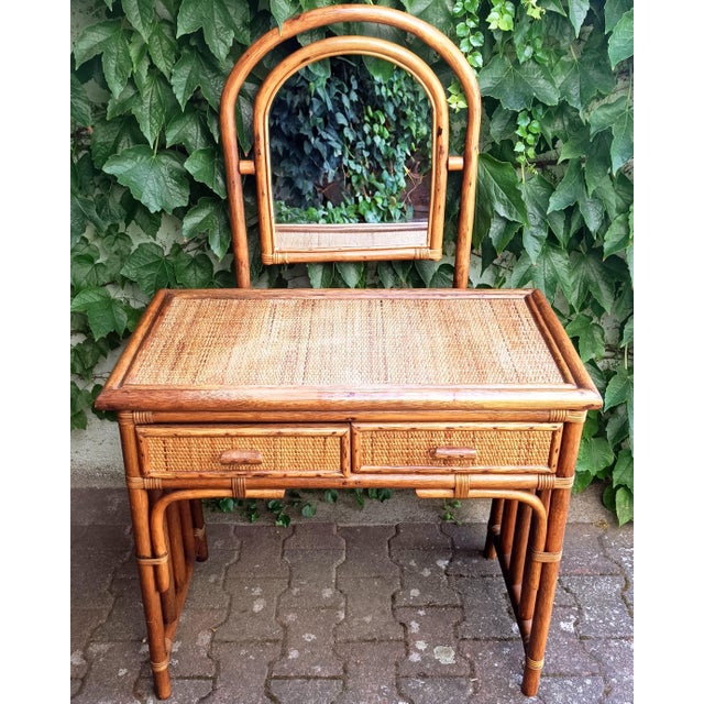 Rattan Dressing Table, 1960s For Sale - Image 3 of 9