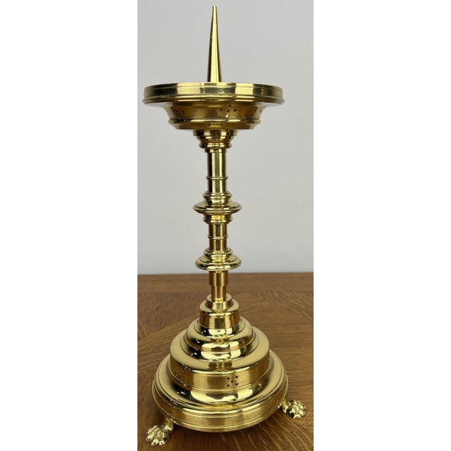 Vintage French Style Brass Gold Candleholders, Set of 2 For Sale - Image 16 of 18