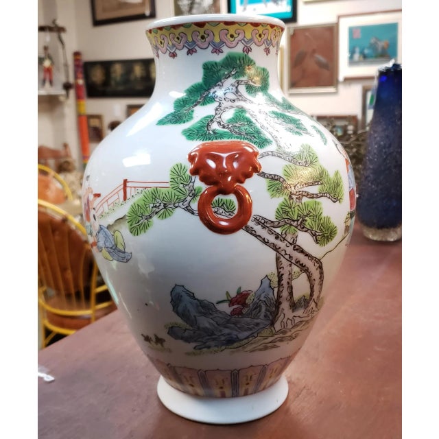 1900 - 1909 C. 1900 Chinese Famille Rose Porcelain Musician Motif Baluster Vase (Tongzhi Mark) For Sale - Image 5 of 9