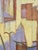 This expressive abstract painting in a yellow and blue pallet would make a bold statement in any room. Pamela Rubin b....