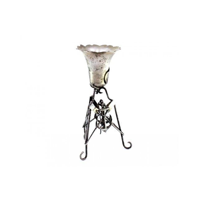 Metal Silver Toothpick Holder with Corded Trivet Chalice For Sale - Image 7 of 8