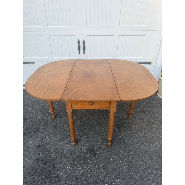 Antique Oak Gate Leg Drop Leaf Dining Table With Drawer For Sale - Image 16 of 16
