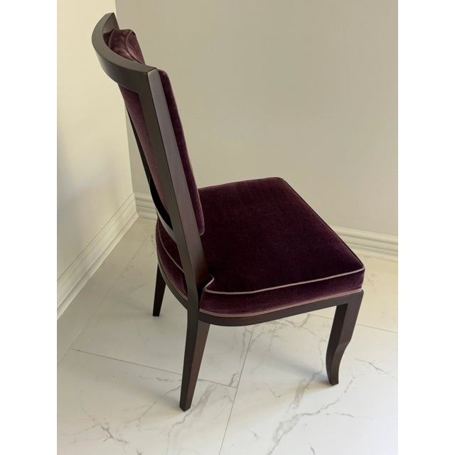 Mid 20th Century French Moderne Dining Chairs in Aubergine Mohair- Set of 8 For Sale - Image 11 of 16