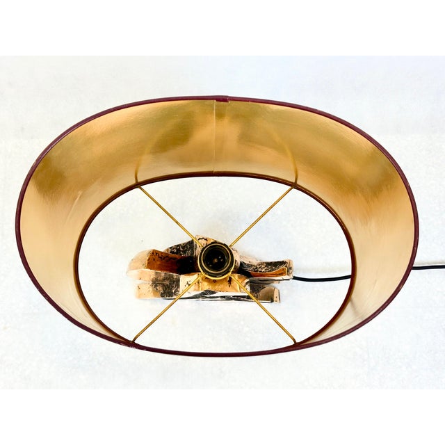 Goldenrod Brutalist Bronze Table Lamp, 1970s For Sale - Image 8 of 18