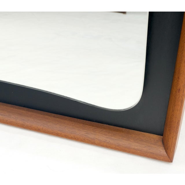Mid 20th Century Large Oiled Walnut Frame Mid-Century Modern Wall Mirror Mint For Sale - Image 5 of 13