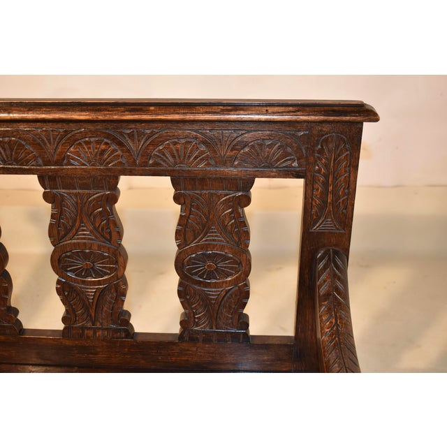 19th Century French Oak Settee With Hand Carving For Sale - Image 9 of 10