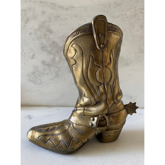 Large Vintage Metal Western Boot Vase Chairish