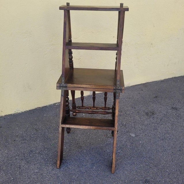 19th Century Convertible Library Step Stool Chair For Sale - Image 13 of 15