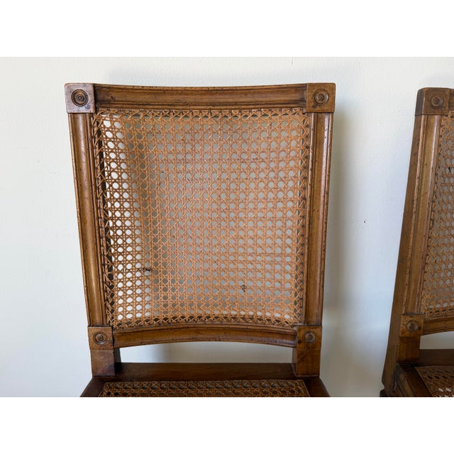 Antique Italian Louis XVI–Style Wood & Cane Accent Chairs – A Pair For Sale - Image 10 of 12
