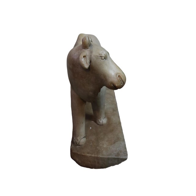 Indian Hindu Hand Carved Marble Nandi Brahman Bull Statue For Sale - Image 3 of 14