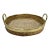 Vintage Gabriella Crespi Style Brass Rim Coiled Rattan Tray For Sale