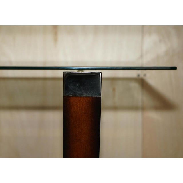Glass Chrome Tipped X Framed Console Table in Beech and Glass For Sale - Image 7 of 15