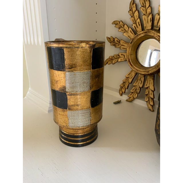 1950s Art Deco Italian Gilt & Black Metal Art Deco Pitcher For Sale - Image 5 of 10