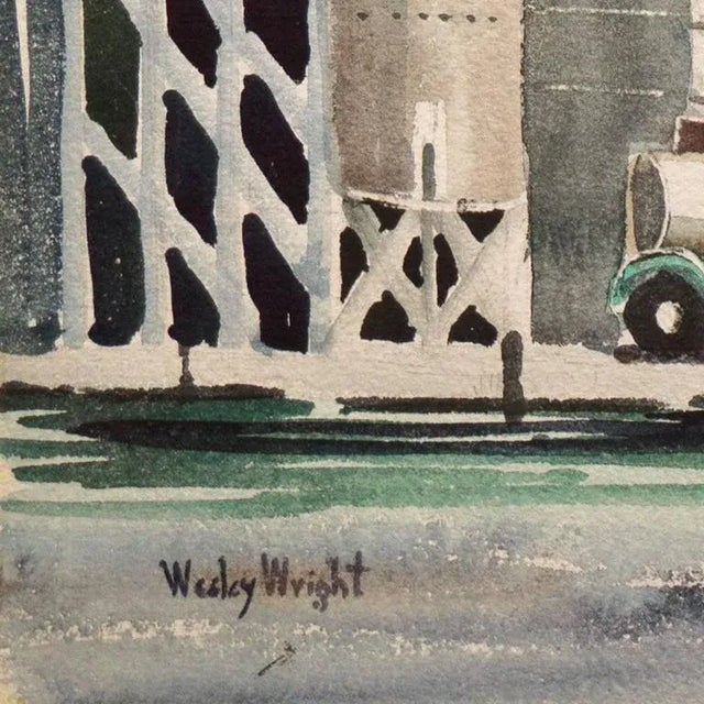 Paper 'Industrial Landscape' by Wesley Wright, Mid-Century American Modernist For Sale - Image 7 of 9