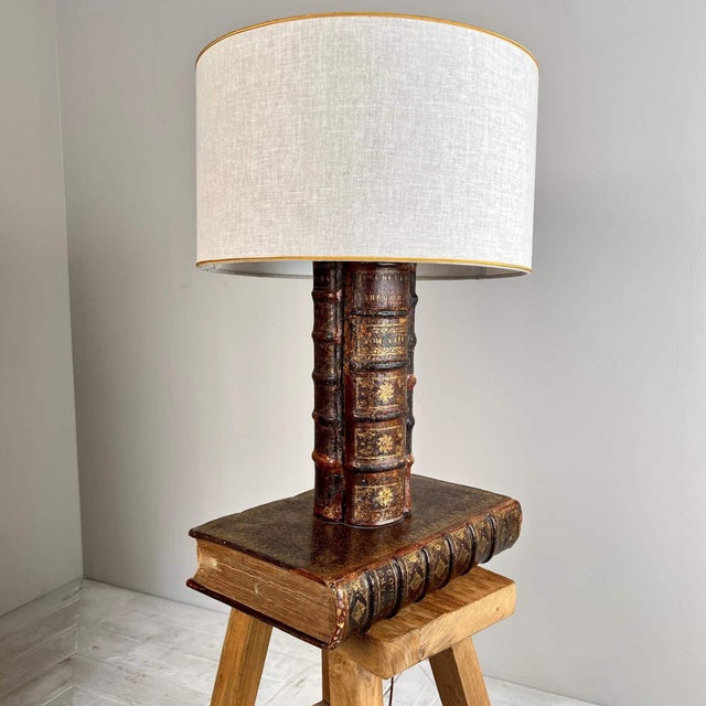 Antique Leather Book Table Lamp For Sale - Image 10 of 10