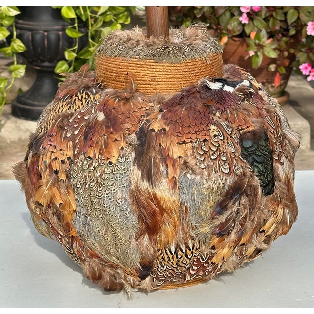 Boho Rustic Feather Vintage Table Lamp For Sale In San Diego - Image 6 of 8