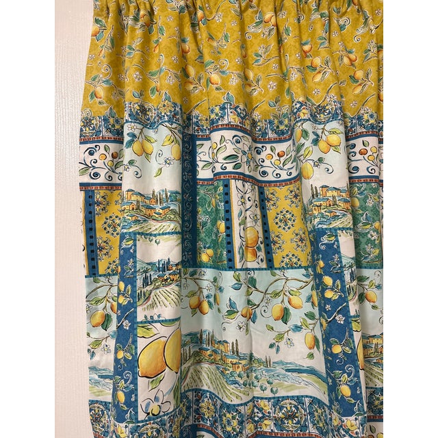 2020s Handmade Lemon Curtains 45 Wide X 38 Length Per Panel For Sale - Image 5 of 5