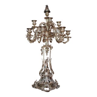 Pair of Grand 12 Arm Candelabras For Sale