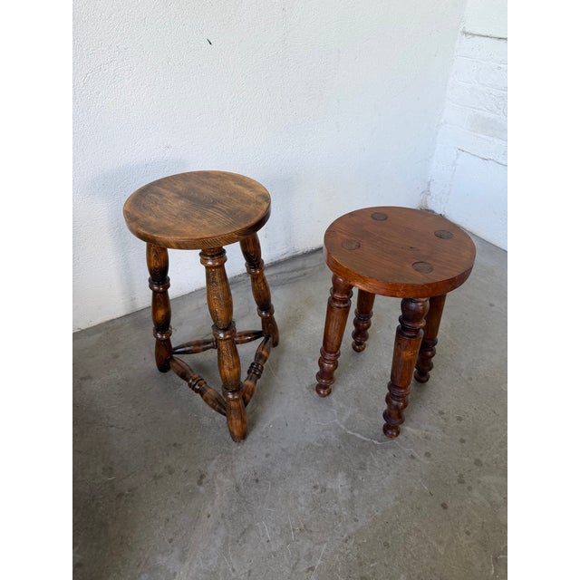 Antique Stools with Turned Legs, 1960s, Set of 2 For Sale - Image 14 of 18