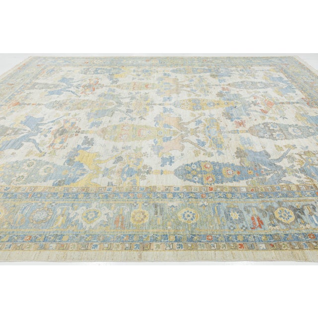 Ivory Transitional Aesthetic Modern Sultanabad Rug – Hand-Knotted Wool – Muted Ivory For Sale - Image 8 of 12