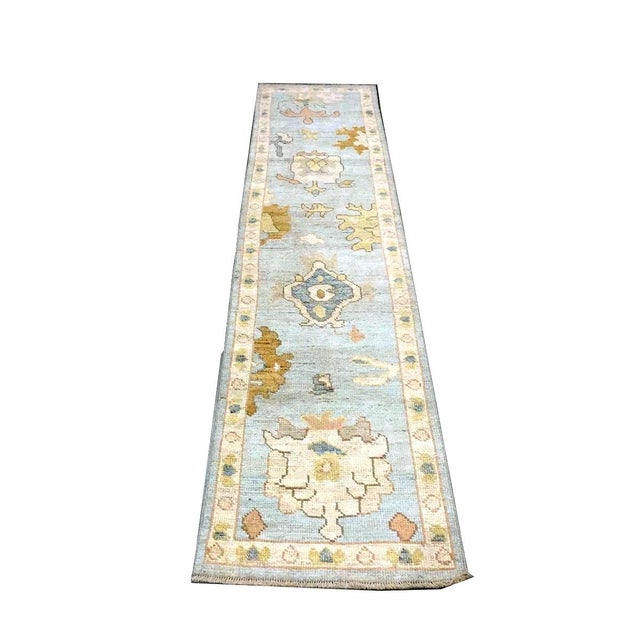Condition: New Origin: Turkey Design: Oushak Actual size: 2'2" X 9'8" Thickness: 1/8" - 1/4" Colors: Ivory, Light Blue, ,...