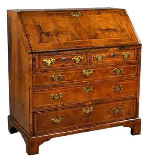 George I Figured Walnut Bureau, 1730