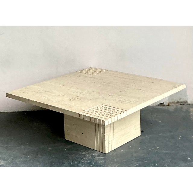 Vintage Boho Scored Travertine Side Table For Sale - Image 11 of 12