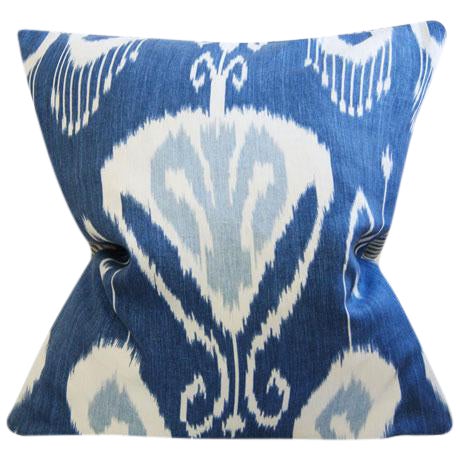 Boho Chic Blue And White Ikat Pillow Cover 25x25 Chairish