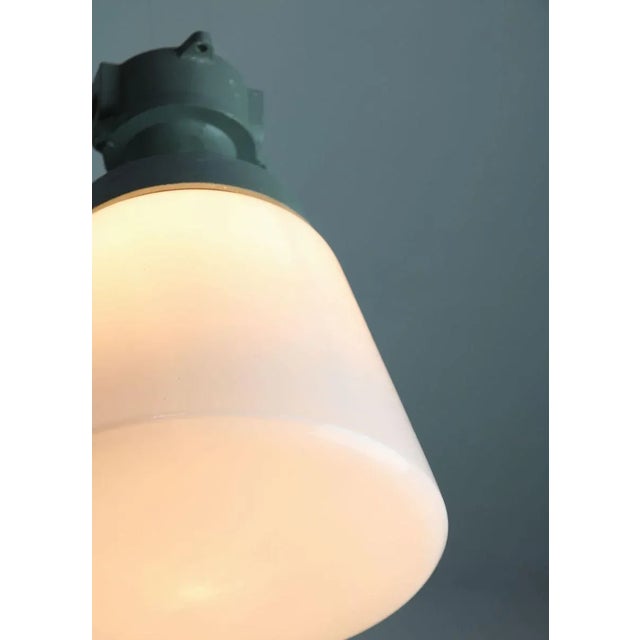 Vintage Industrial Opaline Glass Pendant Lamp, 1970s For Sale - Image 6 of 13