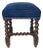 Antique Louis XIII French Baroque Stool W/Indigo Upholstery For Sale