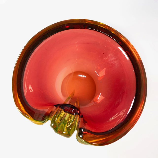 Glass 1960s Italian Murano Style Red-Green Uranium Art Glass Bowl For Sale - Image 7 of 9