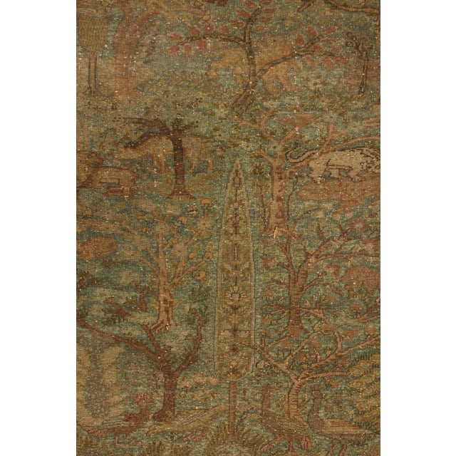 1920s Antique Kayseri Rug in Green and Beige-Brown Floral Pattern For Sale - Image 5 of 7